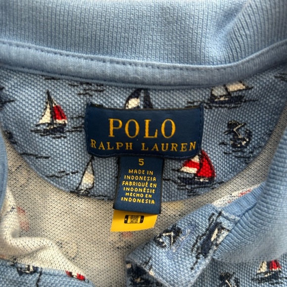 Polo Ralph Lauren Kids Sailboat Print Polo Shirt | Size 5 - Picture 2 of 3